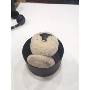 Coach Sheepskin Earmuffs Penguin Face Crystal Accents Black Merino Wool *flaw*